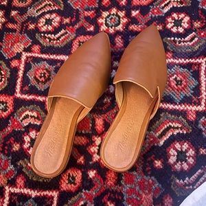 Madewell Gemma 100% Leather Mule Flat Cognac Size 7.5